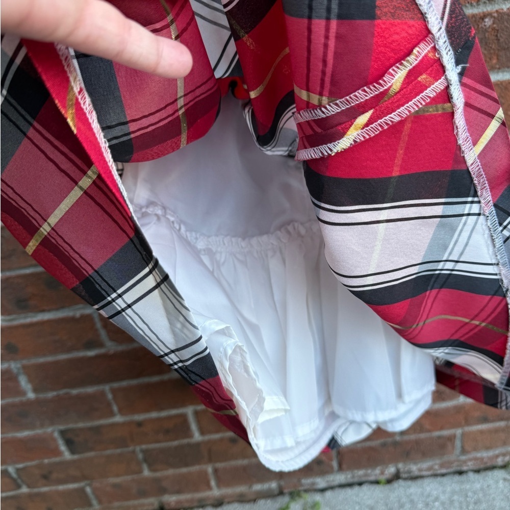 Bonnie Jean Velvet Red Plaid Bow Dress Size 4T Holiday Christmas - Picture 4 of 4